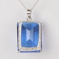 thumbnail image 3 of GEMHUB 17.50 Gram Stunning Blue Topaz Gemstone Emerald Cut Pendant, Handmade Fine Solid 925 Silver, 3 of 4