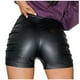 thumbnail image 4 of Pantalones Cortos Para Mujer Pantalones Cortos de Cuero Pantalones de Moda Básicos Cintura Alta Faux Leather Tight Leggings Plisados Pantalones Cortos Club Odeerbi  ODB155432, 4 of 9