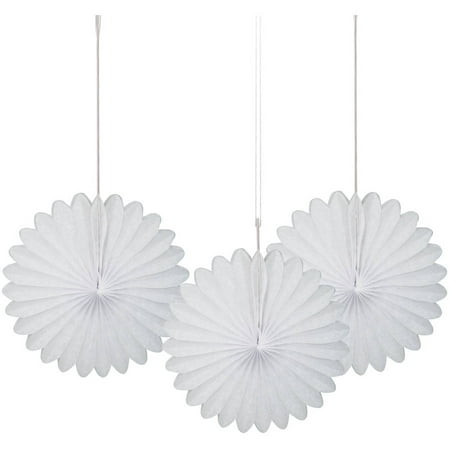 White Tissue Paper Fan Decorations, 6in, 3ct