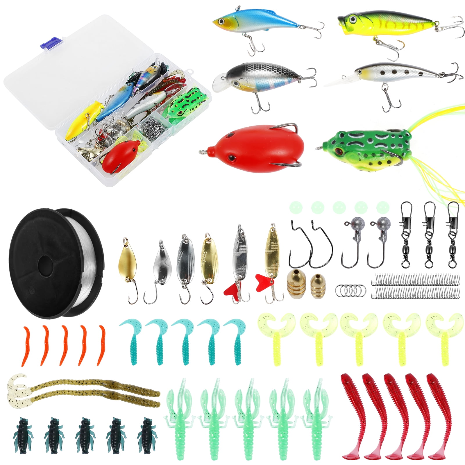 Lzvxtym Fishing Lures,Fishing Lures Kit,Fishing Bait Lure Set for Saltwater Freshwater,with Tackle Box,164Pcs