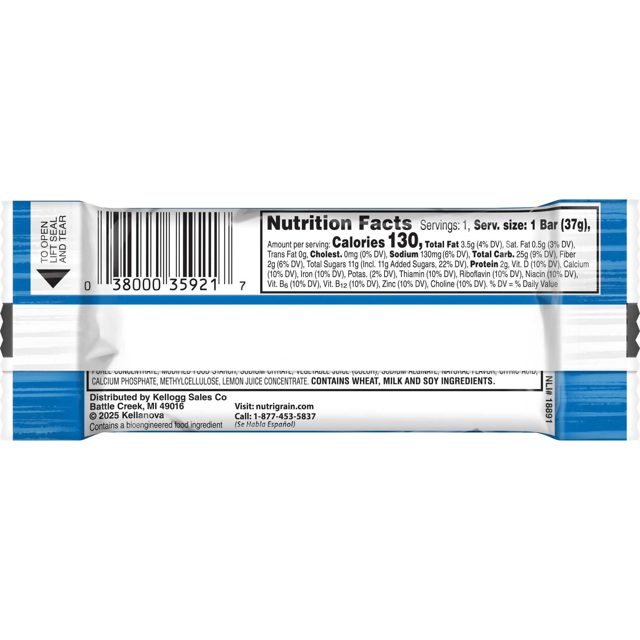 Nutri-Grain Soft Baked Breakfast Bars, Made with Whole Grains, Kids Snacks, Strawberry, 1.3oz Pouch (1 Bar)