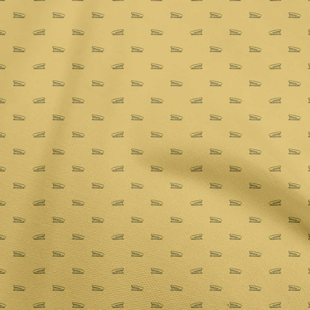 oneOone Silk Tabby Yellow Fabric Retro Stapler Craft Projects Decor Fabric Printed By The Yard 42 Inch Wide