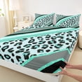 thumbnail image 3 of Homewish Leopard Print 4pcs Bed Sheets for Teesn Female Men,Bling Teal Glitter King Sheets,Geometric Stripes Super Cozy Sheet Set,Ultra Soft Home Decor, 3 of 7