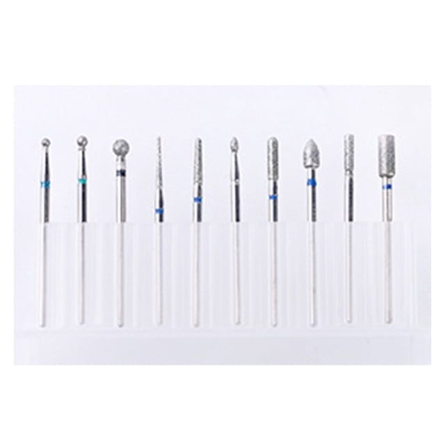 Graflsoa 10-Piece Nail Grinding Head Set for Manicure, Durable Alloy, Multiple Styles, Safe for Natural Nails, Includes Storage Box.