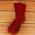 thumbnail image 3 of Women's Extra Large Soft Fuzzy Warm Cozy Winter Casual Vintage Thick Thermal Cabin Knit Slipper Socks - Red - 4 Pairs, 3 of 8