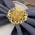 thumbnail image 5 of 12 Pieces Flower Napkin Rings Christmas Alloy Floral Crystal Rhinestone Napkins Rings Holders for Wedding Birthday Dinner Party Table Home Decoration, 5 of 5