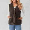 thumbnail image 2 of Lixiuxyad Jacket for Women Women's Autumn And Winter And Thick Imitation Lamb Wool Vest Warm Vest Brown, 2 of 5