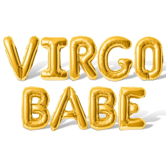 Letter Balloons - VIRGO BABE 16" Inch Alphabet Letters Foil Mylar Balloon Virgo Birthday Party Banner (Gold)