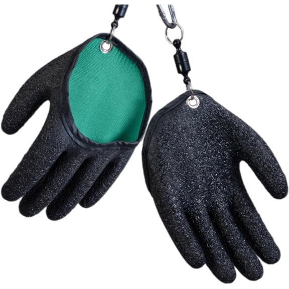 2Pcs Fishing Gloves with Magnet Release - Professional Anti-Slip Catch Fish Gloves,Puncture Proof Ice Fishing Glove for Handling,Catching,Cleaning,Hunting,Fisherman Fishing Accessories Black