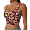 thumbnail image 2 of Kdxio Ice Cream Cake Print Workout Crop Tank Top for Women Racerback Yoga Tank Tops Athletic Sports Shirts Exercise Undershirts, 2 of 9