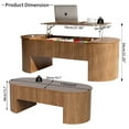 thumbnail image 2 of Diubas Oval Lift Top Coffee Table with Hidden Storage, Fluted Coffee Table Center Table for Home Living Room, Walnut, 2 of 7
