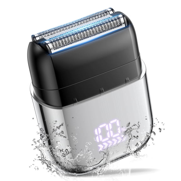 Scootworks Electric Razor for Men, Foil Shaver, Mini Cordless Razor, IPX7 Waterproof Wet Dry Shaver, Type C Rechargeable, LED Display, Travel Lock, 100 Minute Runtime