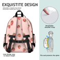 thumbnail image 5 of Strawberry and Stripe Pink Pattern Cute School Backpack Bag for School with Padded Back and Adjustable Shoulder Straps 15.25"x11.5"x5.25", 5 of 5