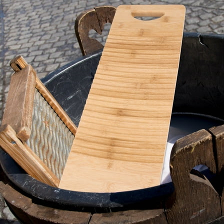 OUNONA 1Set Beige Rectangular Washboard for Hand Washing Clothes with Antislip Feature 50x17x1in