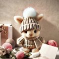 thumbnail image 3 of Mini Bunny Hug Cute Easter Gift, Easter Plush Bunny with Knitted Hat and Pom Pom, Soft Pocket Emotional Support Rabbit with Gift, 3 of 4