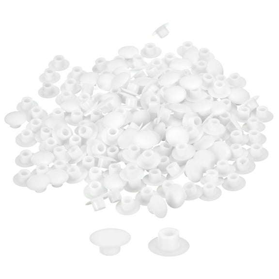 Uxcell 200Pcs Screw Hole Plugs, 6mm(1/4") Dia Button Plugs Snap in Locking Hole Covers Flush Type Caps, White