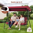 thumbnail image 5 of Pirecart 3-Person Outdoor Patio Porch Swing with Adjustable Canopy & Backrest, Convertible 2 in 1 Swing Bed for Adults, for Garden, Yard & Balcony, 5 of 10
