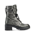 thumbnail image 2 of DKNY Womens Silver Buckle Accent Metallic Basia Round Toe Block Heel Zip-Up Leather Combat Boots 7.5 M, 2 of 4