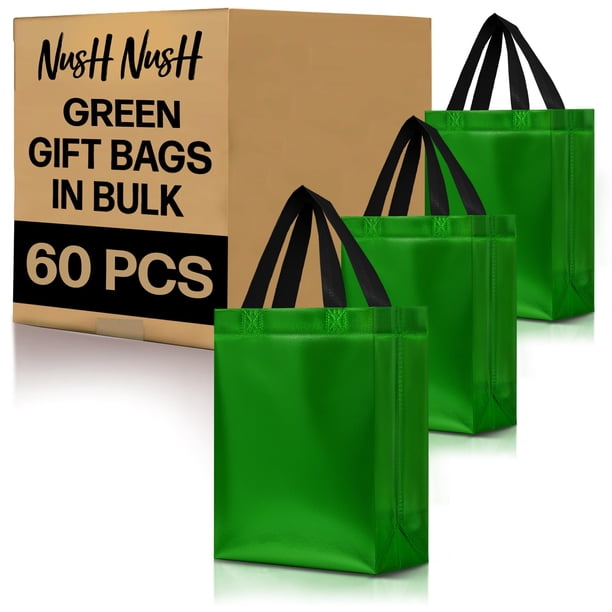 Set de 60 Bolsas de Regalo Nush Nush Verde Brillante Mediano