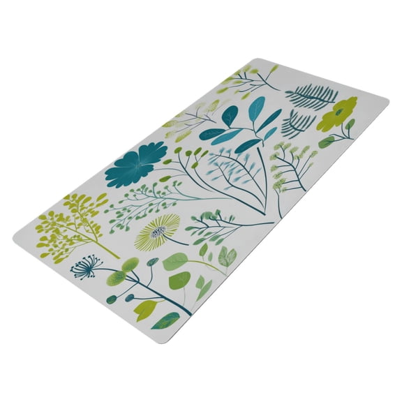 Leather Keyboard and Mouse Desk Mat Office Desk Accessories Protective Office Desk Decor Desk Pad Mat for Gaming, Work from Home, Office Blue-green Plants 16.5" x 35.4"