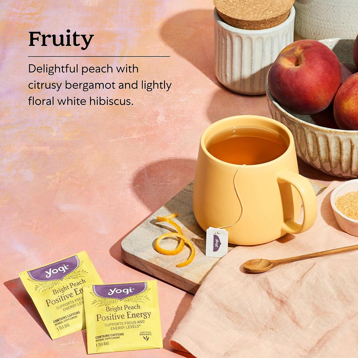 Yogi Peach Bergamot Bright Day Tea, Organic Oolong and Green Tea