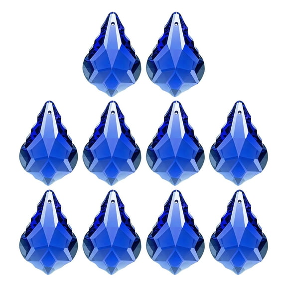 Uxcell K9 Crystal Pendants Teardrop Beads, 10 Pack 38mm Chandelier Prisms Parts Hanging Leaf Beads DIY Lamp for Arts Crafts Decoration, Light Blue