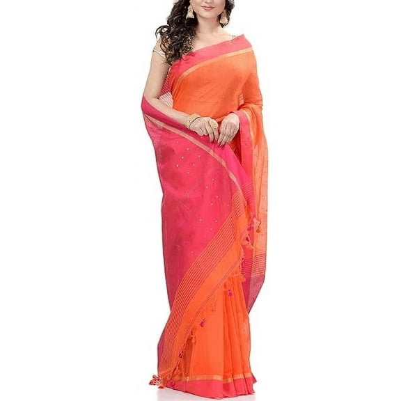 Accessorize Kingdom Tant Silk Handloom Cotton Saree Sequence Work With Blouse Piece