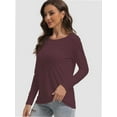 thumbnail image 4 of Women Long Sleeve Shirts Tops Fall Tunic Causal Fashion Round Neck Basic Tee, 4 of 6