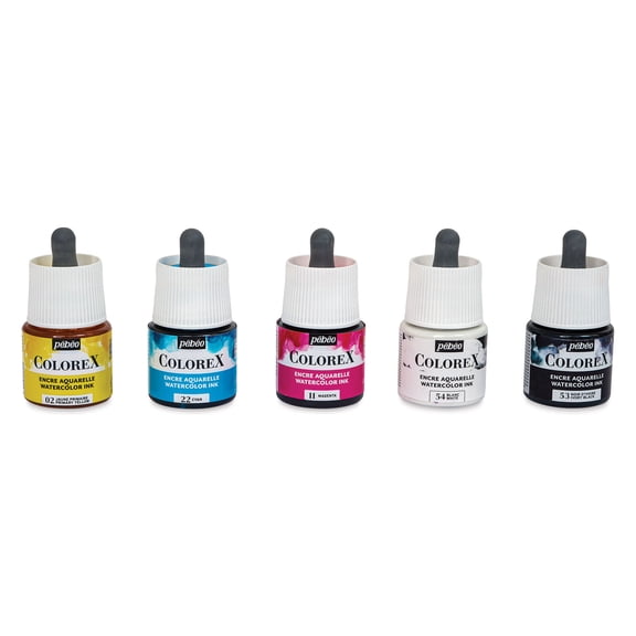 Pebeo Colorex Inks - Set of 5, Primary Colors, 45 ml