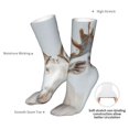 thumbnail image 4 of Salouo White Reindeer Portrait Pattern Fun Novelty Crew Socks,Casual Athletic Socks Neutral Socks, 4 of 7