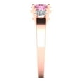 thumbnail image 3 of 1.5 ct Round Cut Simulated Pink Diamond Three-Stone Engagement Ring for Women in 18K Rose Gold, 3 of 5