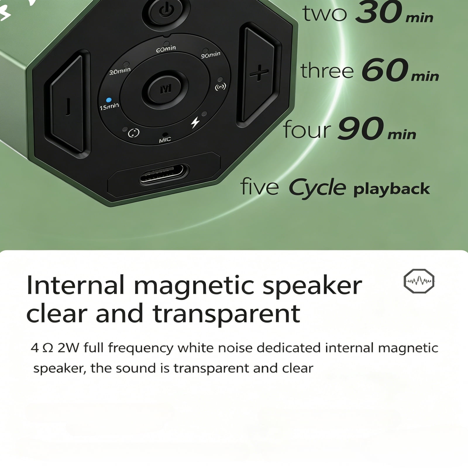 Meponn Rechargeable 30+ Soothing Sounds Bedroom Sleep White Noise Sound Machine with 8-Sided Gravity Sensor, 15-90Min Timer for Babies