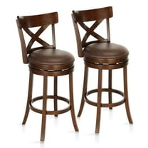 Sophia & William 30" Swivel Bar Stools, Set of 2 with Cross Back Durable Wood Frame Padded Counter Stools for Kitchen Island,Brown