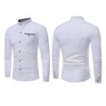 thumbnail image 1 of Simple Men Teen Casual Patchwork Plaid Camisas De Manga Larga Con Botones (Blanco / M) -211686.02 Likrtyny Caballero, 1 of 5