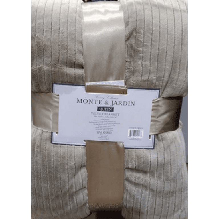 Monte Jardin Etched Velvet Blanket Beige Tan Queen 98 in x 92