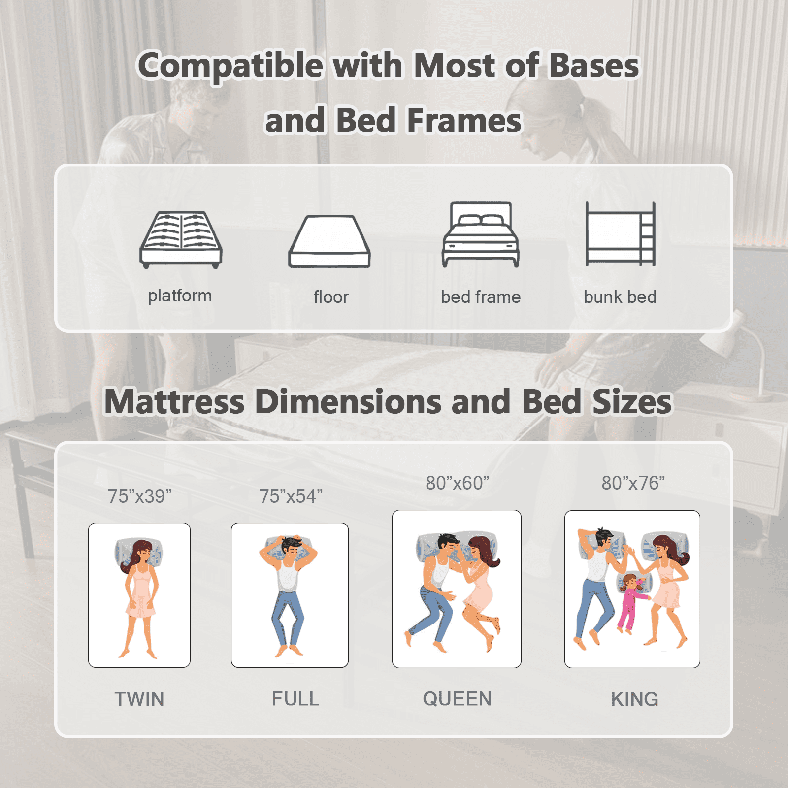Twin Size 12 Inch Hybrid Mattresses, Medium Firm, CertiPUR-US Certified Foam, Zoned Support, Pressure Relief, Edge Reinforcement