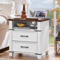 thumbnail image 2 of Leyaoyao 2 Drawers Nightstand Set of 2, Farmhouse Bedside Table with Charging Station, Mid Century End Table for Living Room, Bedroom, White, 2 of 8