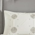 thumbnail image 2 of Noaman King/Cal King 4 Piece Embroidered Cotton Reversible Duvet Cover Set, Shabby Chic Design, Ivory/Grey, 2 of 20