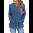 thumbnail image 1 of Sudadera con Capucha de Moda para Mujer, de Larga y Cuello en V, Informal, para Otoño e Invierno. Azul M, 1 of 7