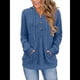 thumbnail image 1 of Sudadera con Capucha de Moda para Mujer, de Larga y Cuello en V, Informal, para Otoño e Invierno. Azul L, 1 of 7