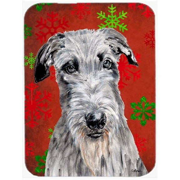 Scottish Deerhound Red Snowflakes Holiday Mouse Pad, Hot Pad Or Trivet, 7.75 x 9.25 In.