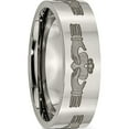 thumbnail image 4 of Titanium Polished Claddagh Laser Design 8mm Flat Band (Size 7) Made In China tb3n-7, 4 of 5