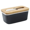 thumbnail image 1 of Butter Storage Box with Slicer Ceramic Bakery Restaurant Cafe Refrigerator Cheese Holder Case Organizer Food Container Reusable Fridge Organizing Black, 1 of 9