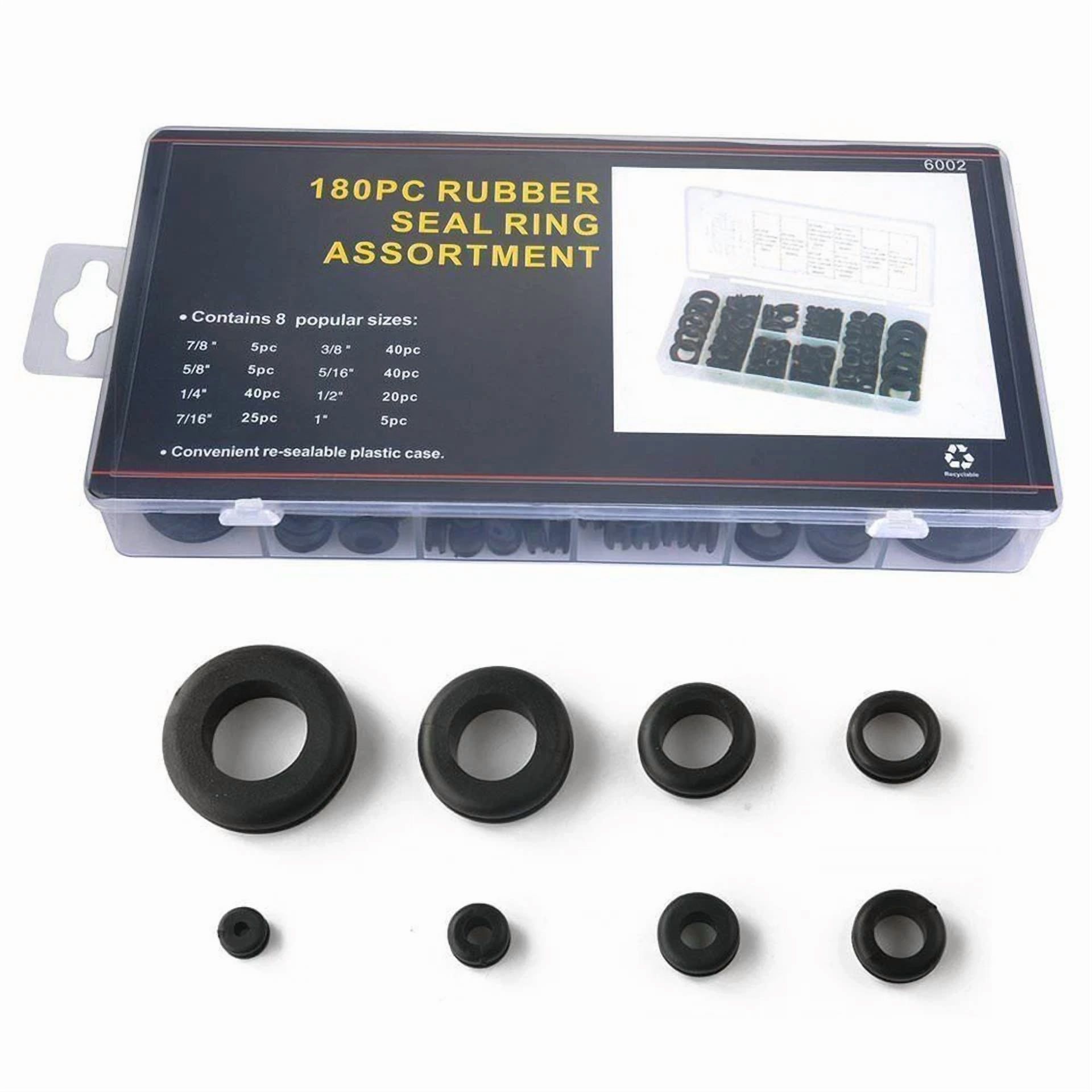 CIRCLE- 180Pcs Rubber Grommet Assortment Kit Firewall Hole Plug Electrical Wiring Gasket