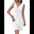 thumbnail image 3 of Vestido para Mujer con Escote en V, Sin Mangas, Diseño Torcido y Cintura Plisada en el Pecho S, 3 of 9