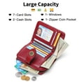 thumbnail image 6 of KALUNMA Small Womens Wallet Leather RFID Blocking with Multiple Card Slots and Zipper Coin Pocket, 6 of 9