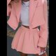 thumbnail image 5 of Conjunto de 2 Piezas para Mujer, Chaqueta y Falda Corta, Cuello de Solapa, Informal, Larga, Botones, para Oficina, Otoño Rosa L, 5 of 10