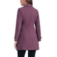 thumbnail image 3 of Abrigo largo clásico de una sola botonadura para mujer INSPIRE CHIC con bolsillos XS en púrpura polvo, 3 of 6