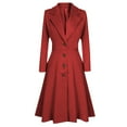 thumbnail image 1 of kakina CMSX Womens Jackets Lightweight, Womens Winter Lapel Button Long Trench Coat Jacket Ladies Overcoat Outwear Red, M, 1 of 8