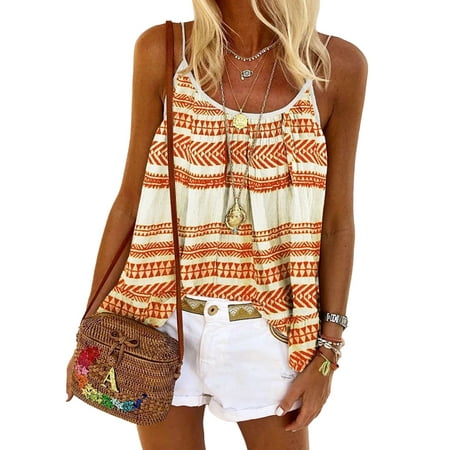 

DYMADE Women Plus Size Sexy Geometric Print Suspender Vest